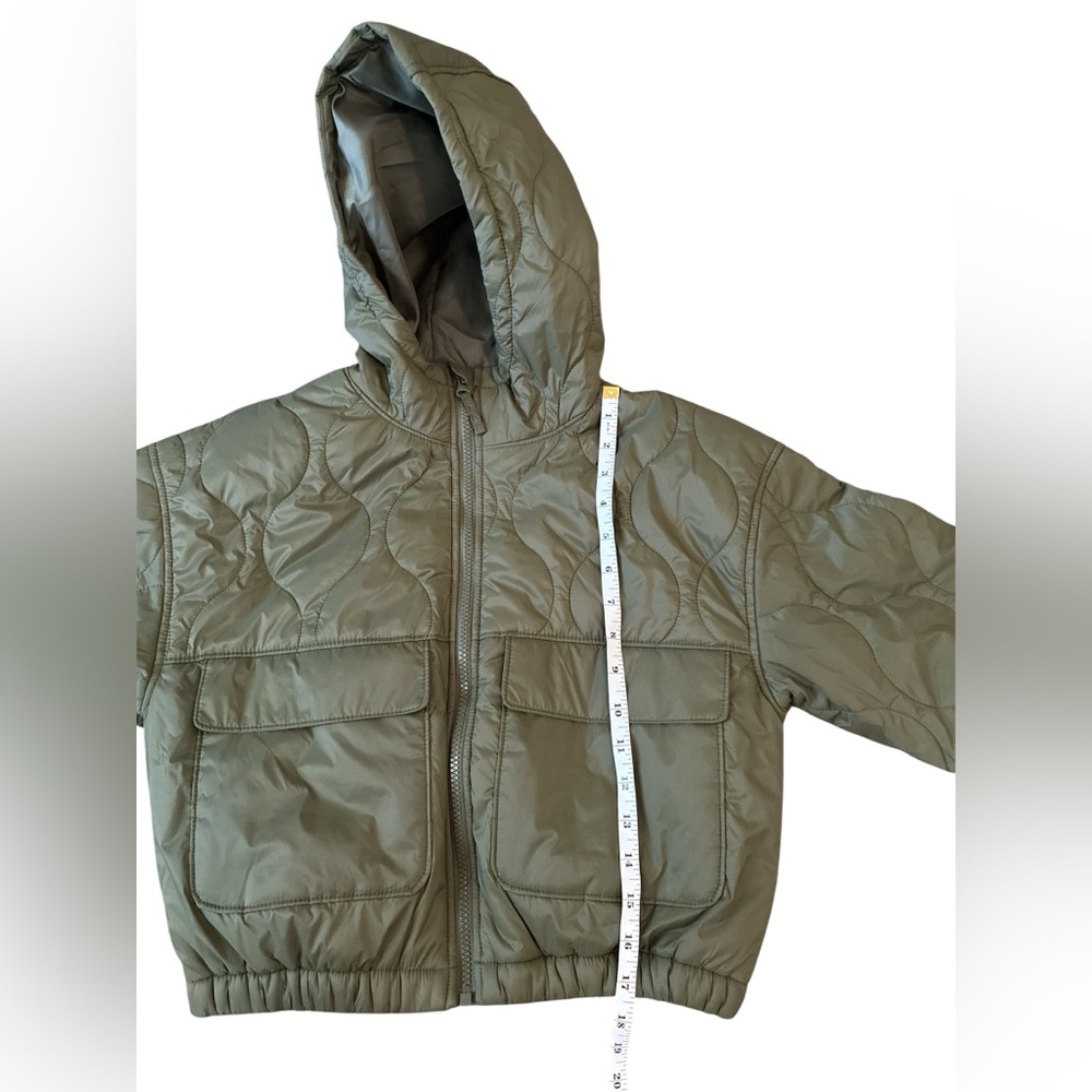 Old Navy Quilted Waterproof Hooded Jacket. Army Green. Girls’ Size Large(10-12). - Picture 6 of 10